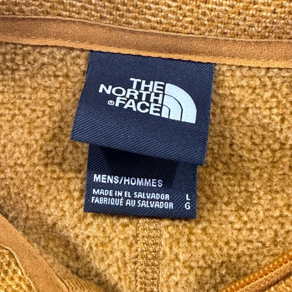 The North Face Textured Fleece Mens L Mustard Brown Quarter Zip Pullover Outdoor